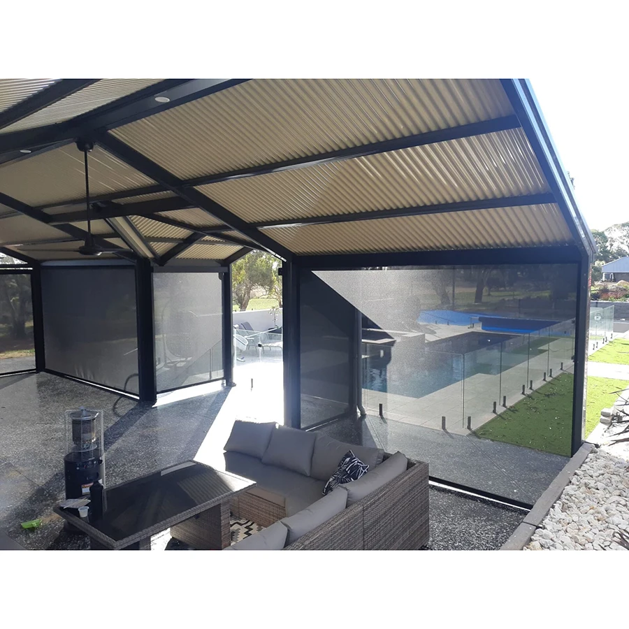 

Outdoor Motorised Metal Blinds sunlight Alfresco Window Shades Transparent Roller Blinds