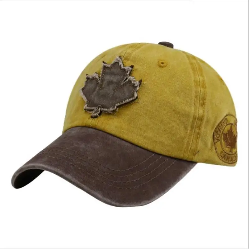 

Washed Canada Baseball Cap Maple Leaf Embroidery Design Adjustable Snapback Sun Protection For Men Women Sports Hiking Golf