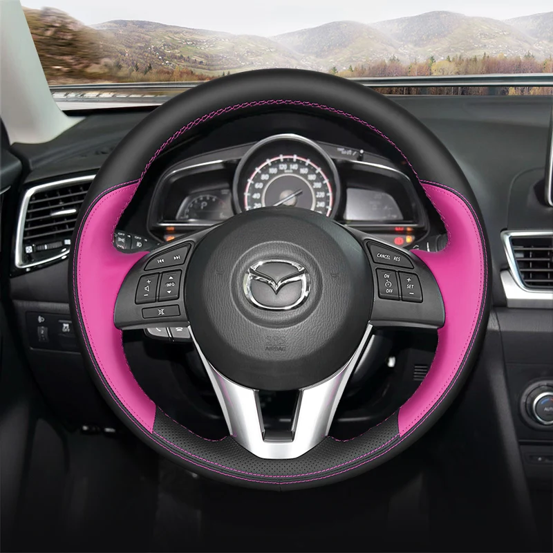 DIY Hand-Stitched Leather Car Steering Wheel Cover for Mazda 6/3 CX-4 CX-5 Atenza  Interior Accessories