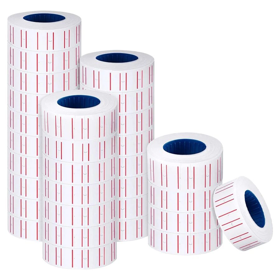 20 rolls of white and red self-adhesive marking paper, product labels, supermarket price tags.
