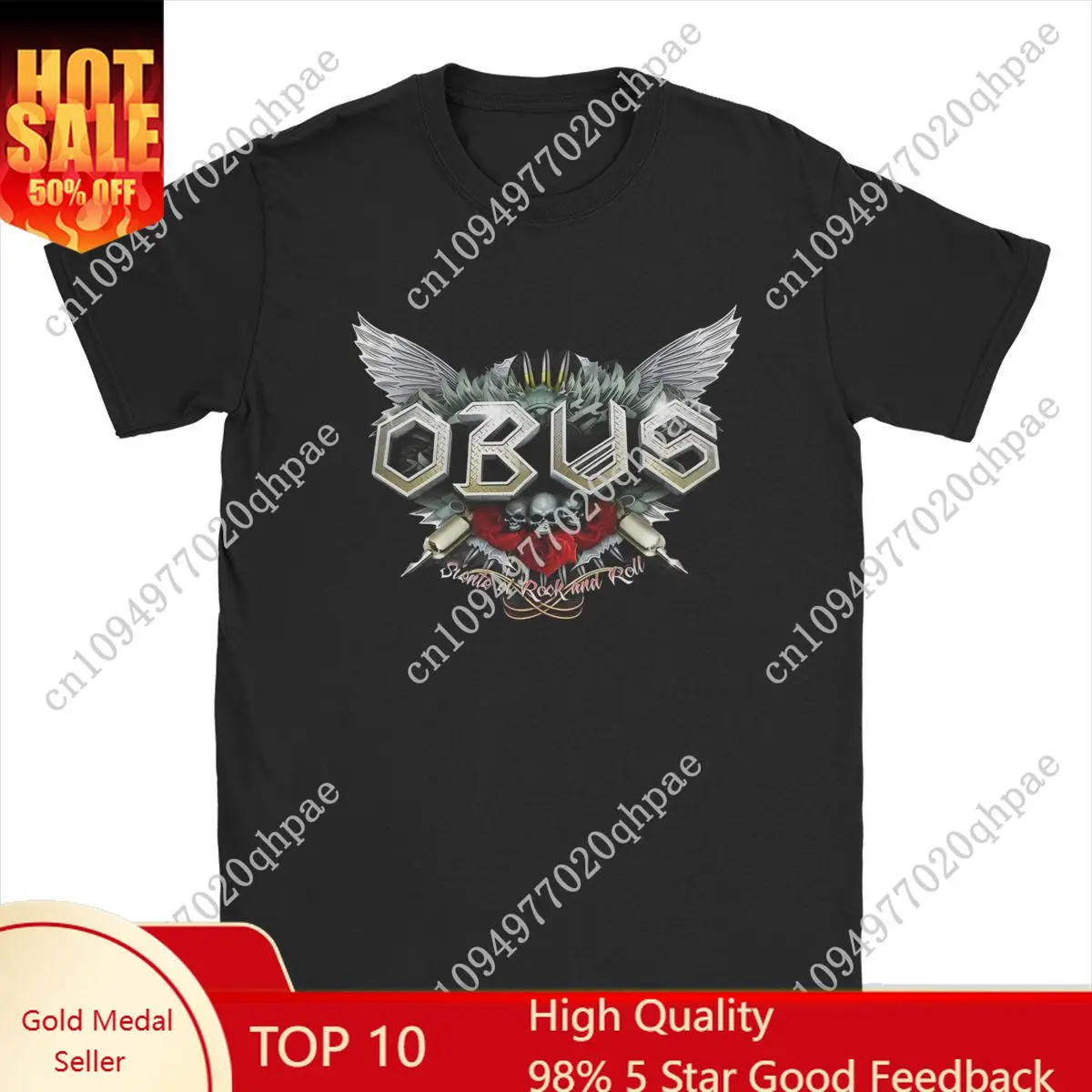 

Obus Band Rock T Shirt Men's 100% Cotton Funny T-Shirt Round Collar Spanish Heavy Metal Tees Short Sleeve merch Printed