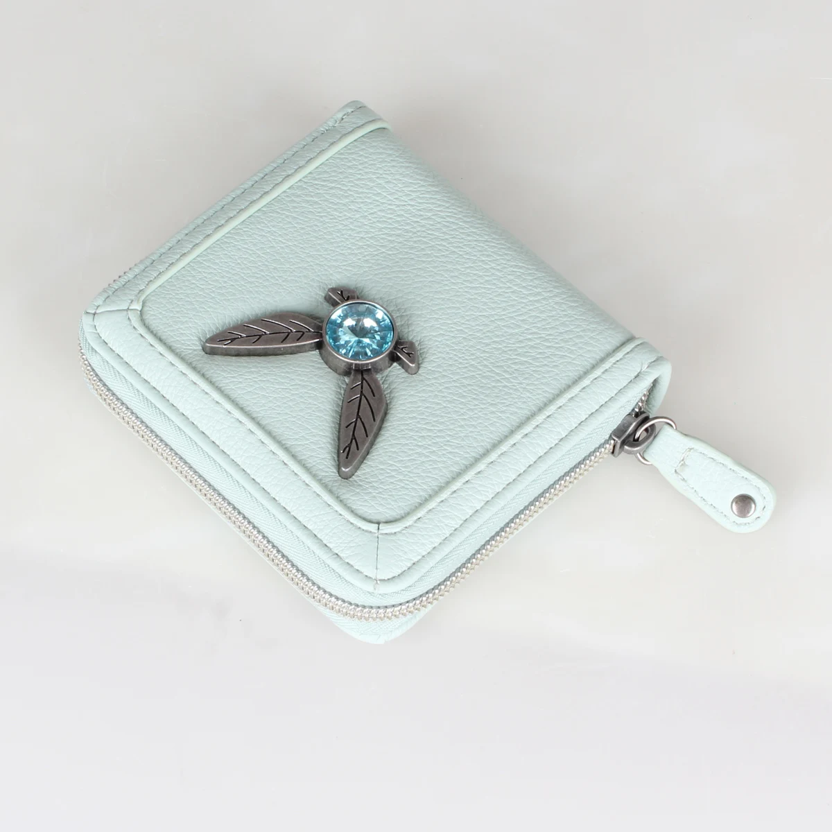 고품질 사파이어 여성용 지퍼 지갑, 세련되고 개인화 된 여성용 카드 클립 동전 지갑