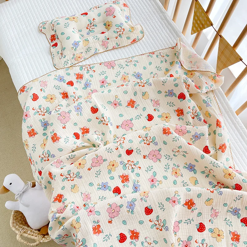 Baby Gauze Bag Sheet Summer Double-layer Four Layer Blanket Newborn Blanket in Air-conditioned Room Cartoon Baby Bag Quilt