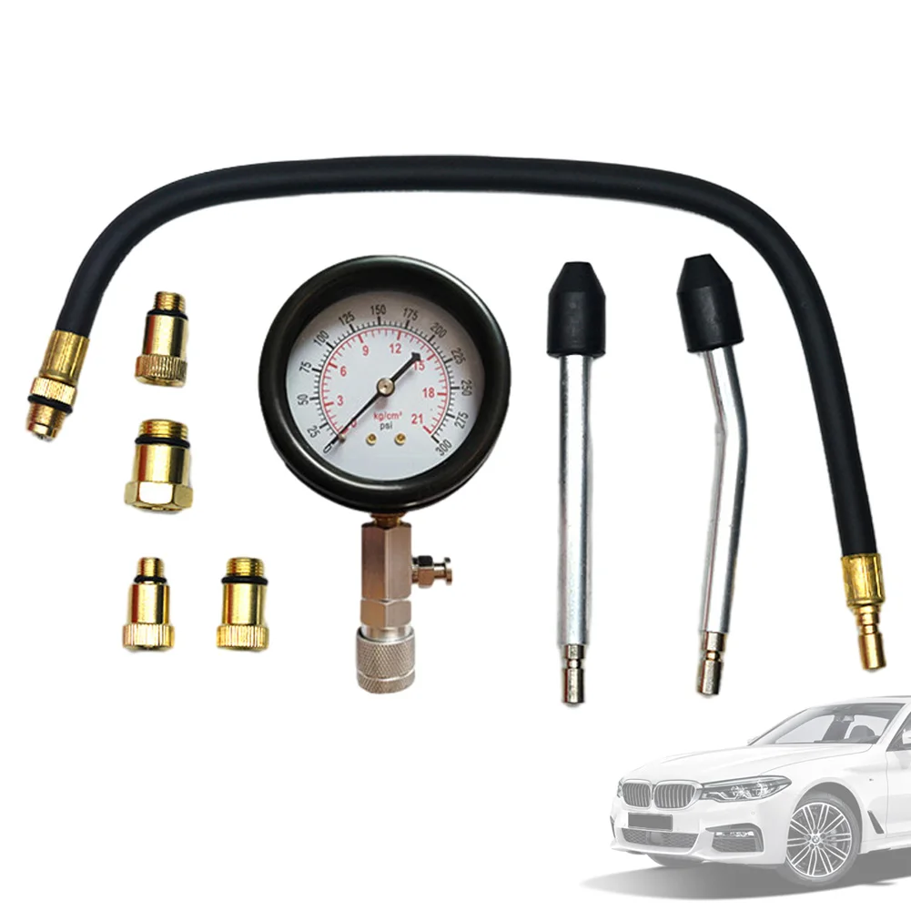 0-300psi Gasoline Engine Compression Tester Auto Petrol Gas Engine Cylinder Automobile Pressure Gauge Tester Automotive Test Kit