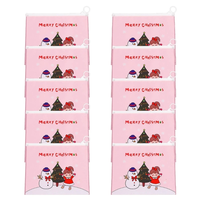 20CB 10Pcs Christmas File Folder File Bags 7.7x8inch File Wallet File Bag Receipt Wallet Document Folder Bag for Students