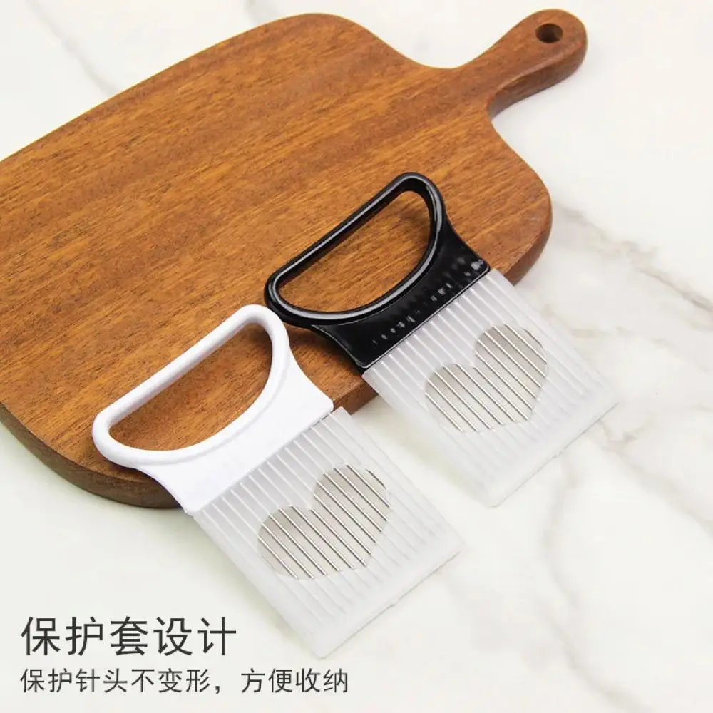 1PC Colorful Onion Slicer Kitchen Tool Stainless Steel Potato Chip Holder for Effortless Food Preparation