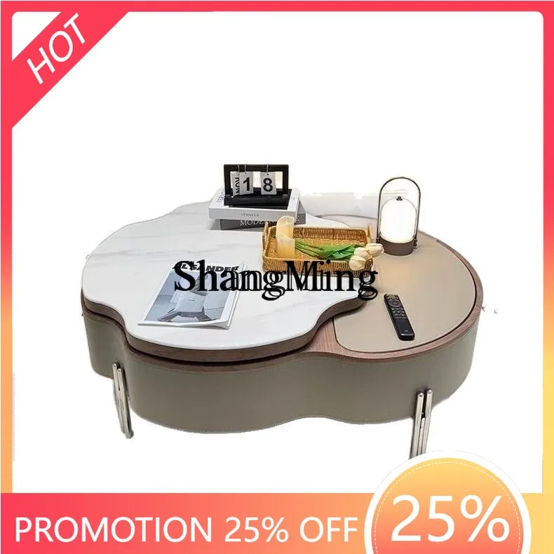 

ZYY light luxury coffee table small apartment coffee modern minimalist household storage living room oval coffee table