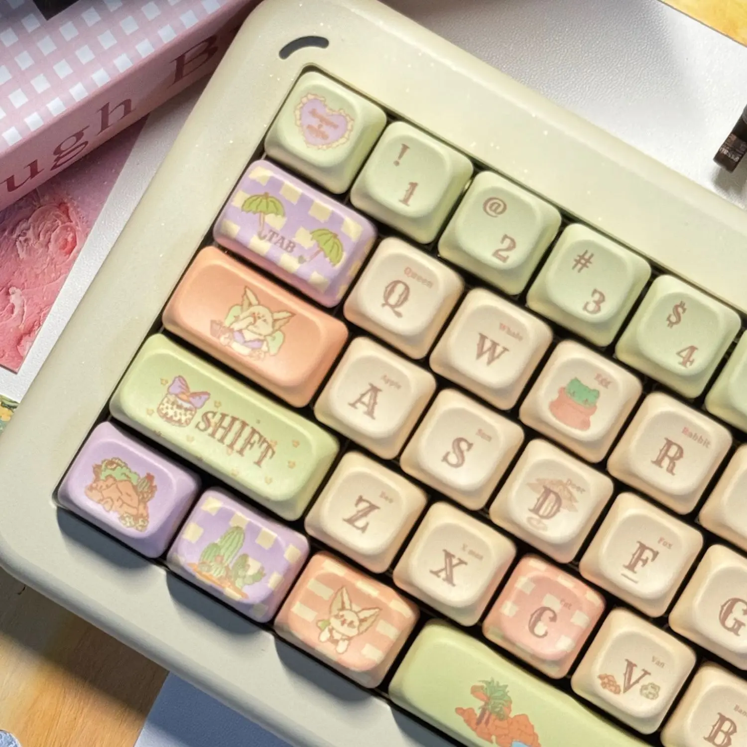 

Cute little fox keycap round EOA height PBT hot sublimation small warp
