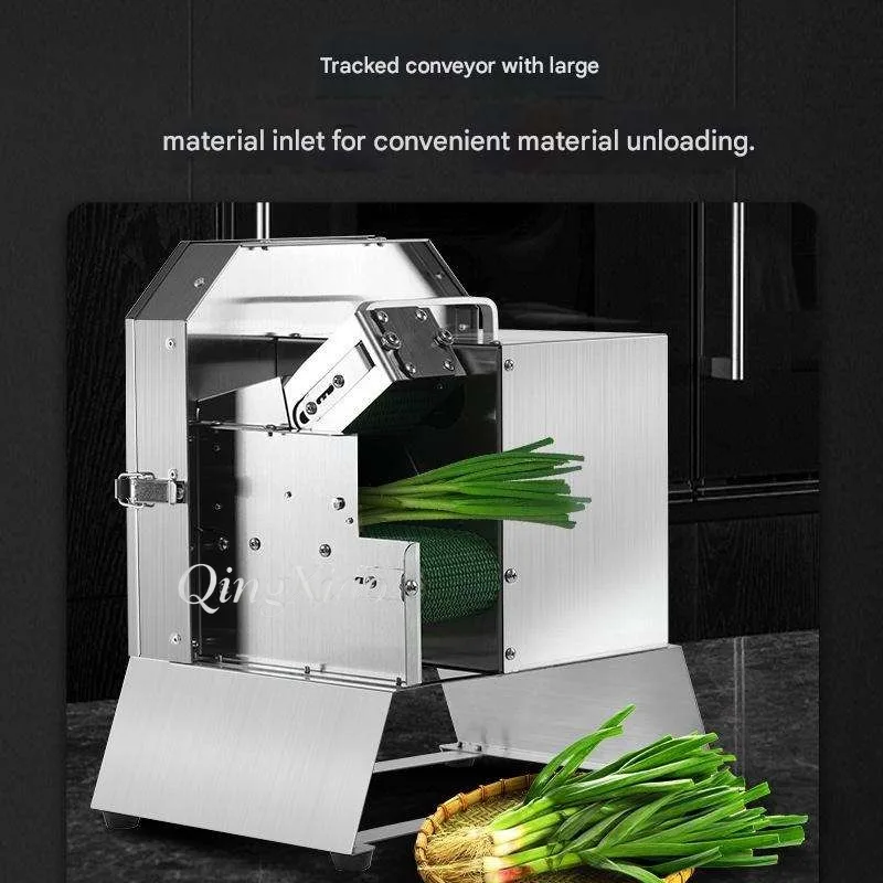 

Commercial Electric Tracked Vegetable Cutter Multifunctional Green Onion Scallion Cutter Bean Potato Shredder Section Cutter