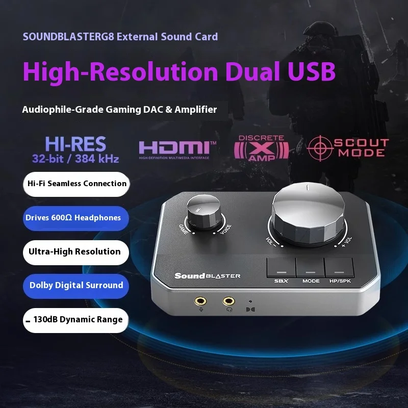 Creative Sound Blaster G8 Hi-Res Gaming DUAL  DAC and Amp Delivers with Dual USB Audio Input  and Mixing  Ultra High-resolution