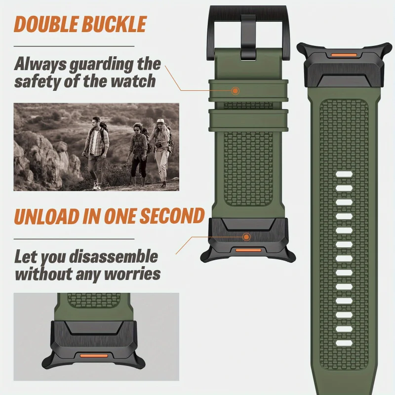 حزام رياضي من السيليكون قابل للتنفس لساعة سامسونج الترا 47 ملم، تصميم سريع التحرير، حزام رأس معدني قوي للغاية