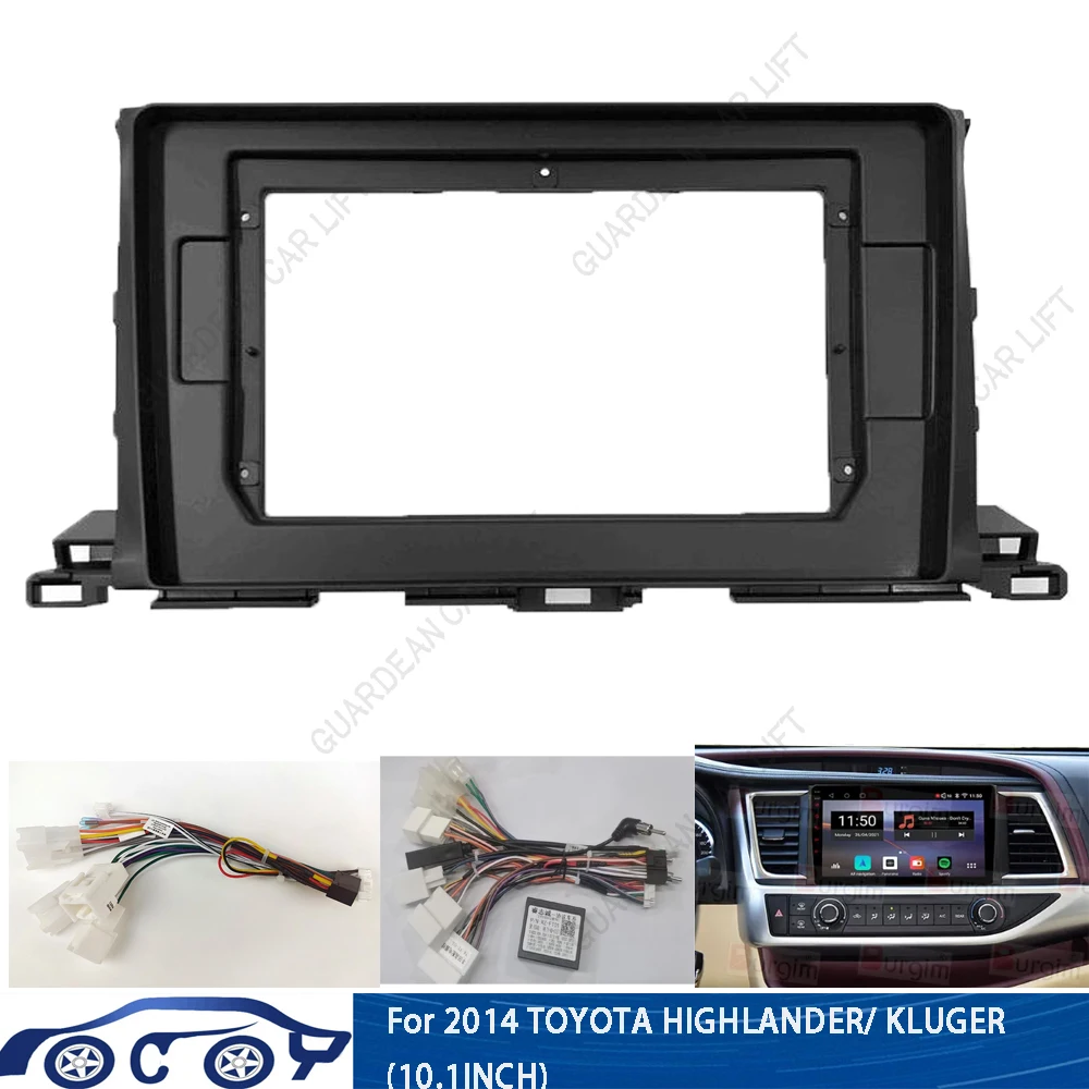 

10 Inch Car Radio Fascias Frame For Toyota Highlander Kluger XU50 2013-2019 2DIN Stereo Panel Harness Power Cable Canbus