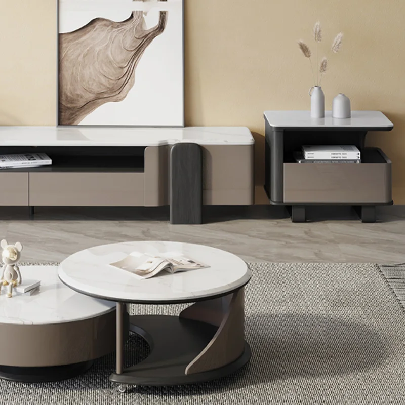 

#Modern TV Console With Glossy White Top And MDF Body Sleek Design