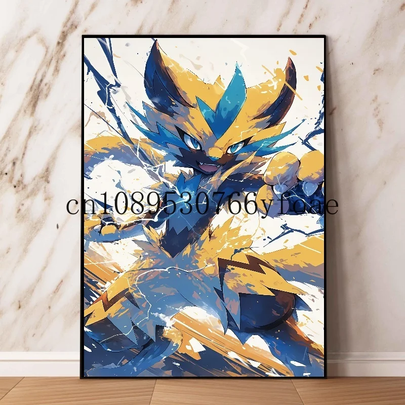 Poster Anime Klasik Jepang Pokemon Zeraora Gambar Dekorasi Seni Dinding Lukisan Kanvas Cat Air Dekorasi Ruangan Modern Hadiah Anak-anak