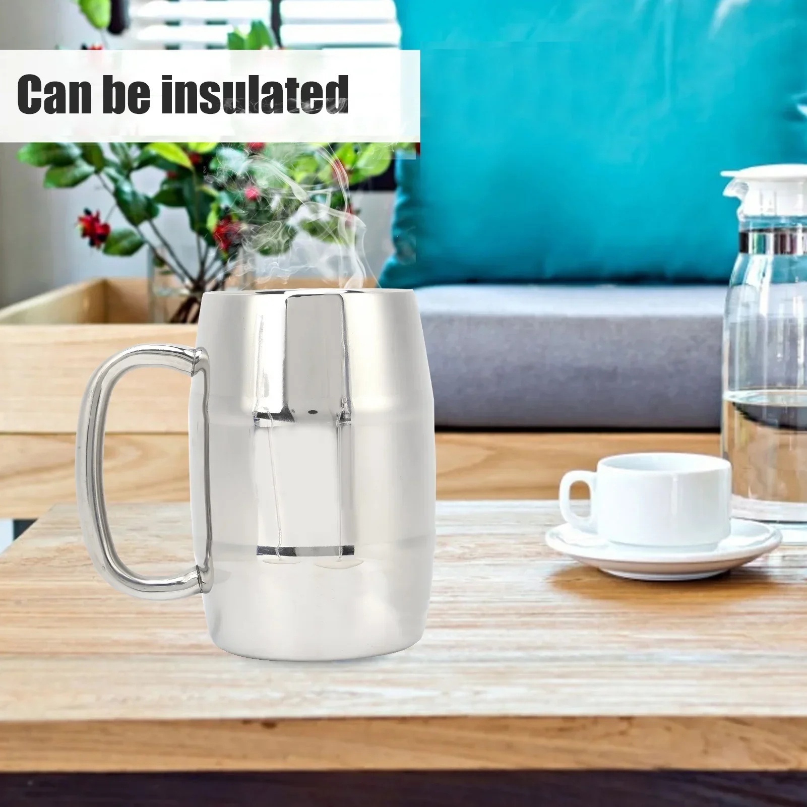 Beer Mug DoubleWalled Large 550ML Whiskey Barrel 304 Stainless Steel Milk Cup For Hot Cold Drinks - view 5