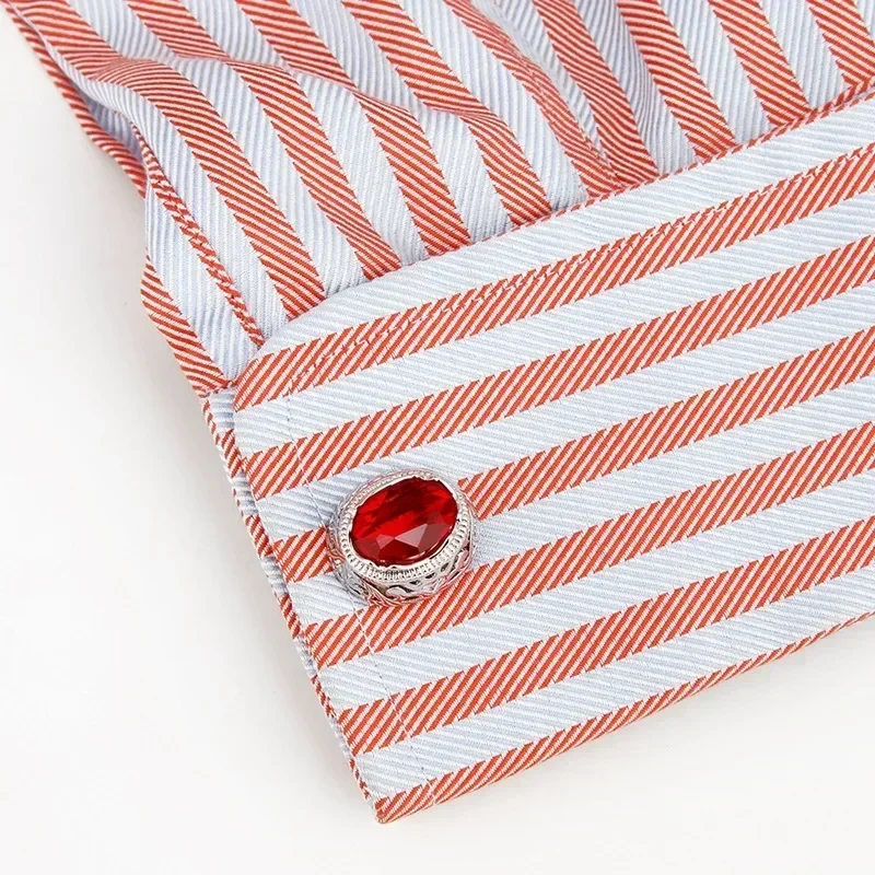 Red Semi-precious Stone Cufflinks Men\'s French Shirt Accessories Wedding Business Banquet Jewelry Gifts High-end Male Cuff Links