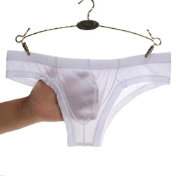 Cueca respirável de cintura baixa masculina, cueca sexy transparente, bolsa de protuberante, calcinha masculina confortável, novo, 2020