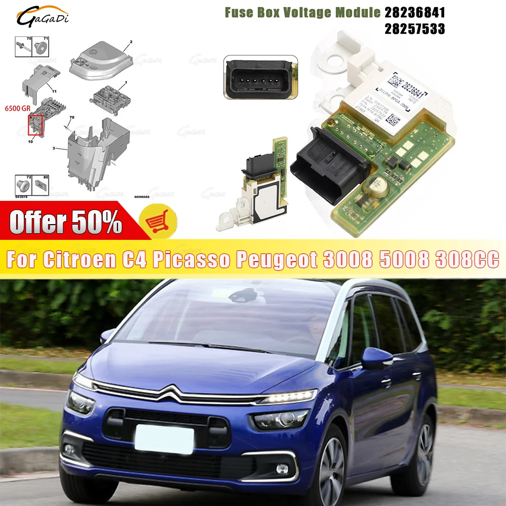 

For Citroen C4 Picasso Peugeot 3008 5008 308CC New Battery Manager module Fuse Box Voltage BPGA Battery Sensor 28257533 28236841