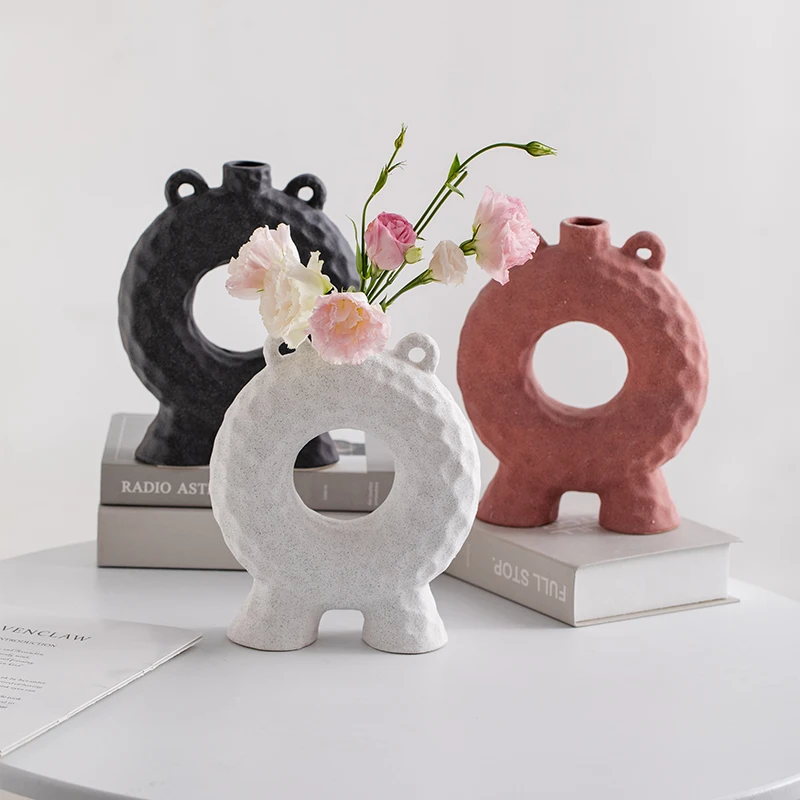 

Ceramic vase - Nordic matte white modern minimalist flower arrangement decorative item - dried flowers or fresh flowers - table