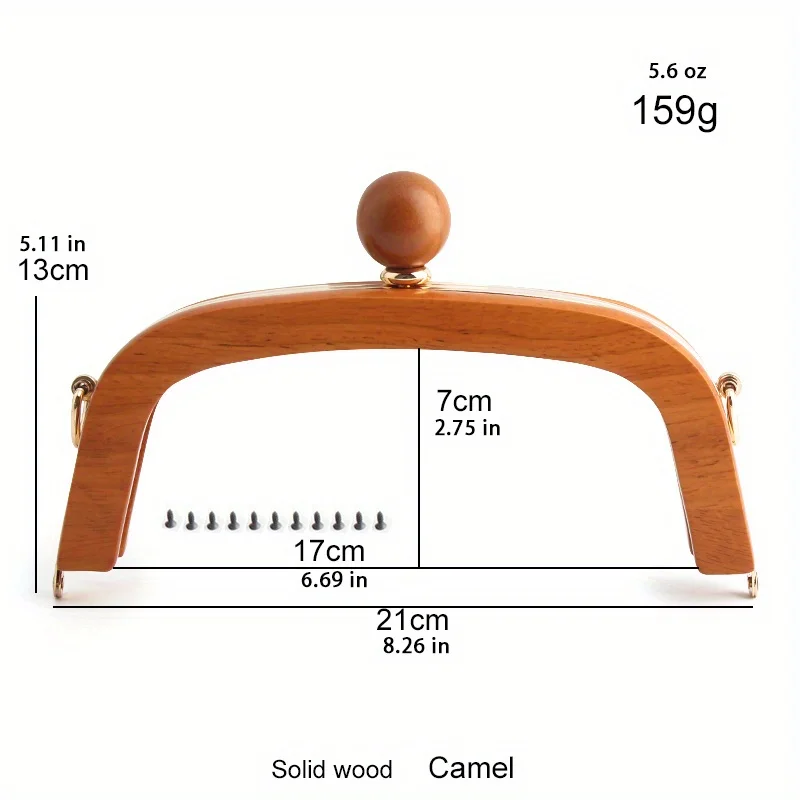 1PC solid wood gold patchwork bag wooden bead accessories handle dinner bag hardware clip frame wooden hinge frame