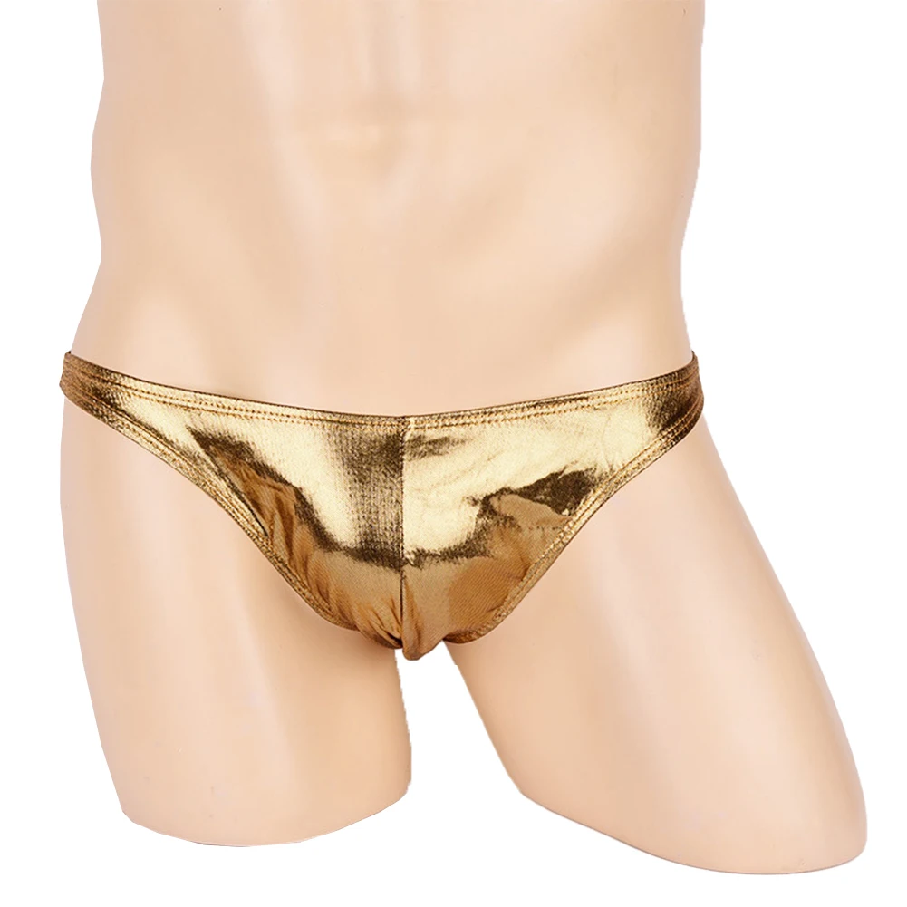 Mens Sexy Wet Look Shiny Briefs Low Waist G-String Lingerie Seamless Thong Underwear Clubwear Peni Bulge Pouch Underpants