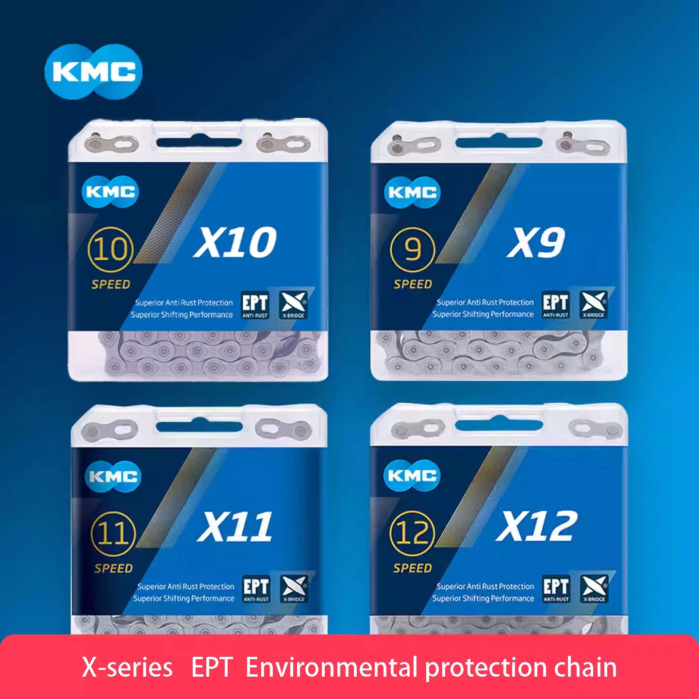

KMC X-series EPT 12\11\10\9\8s Bicycle Rust-Proof Chain Environmental Protection Chain Eco ProTeQ Anti-Rust