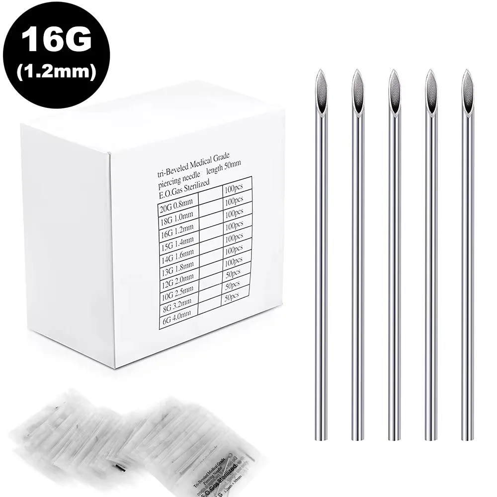 Piercing Nadel 12G 14G 16G 18G 20G Chirurgische Sterile Einweg Punktion Nadeln Für Ohr Nase Nabel Nippel Lippen Piercing Werkzeug