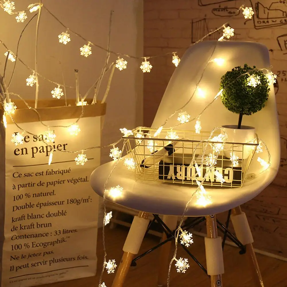Guirnalda de luces LED de copos de nieve de 3M, decoración de Feliz Navidad, árbol de navidad, regalos de Año Nuevo Natal, 2023