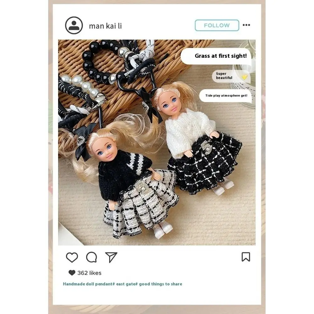 أزياء مزدوجة ذيل حصان المفاتيح الحلو Ins حقيبة قلادة لطيف فستان عبق دمية