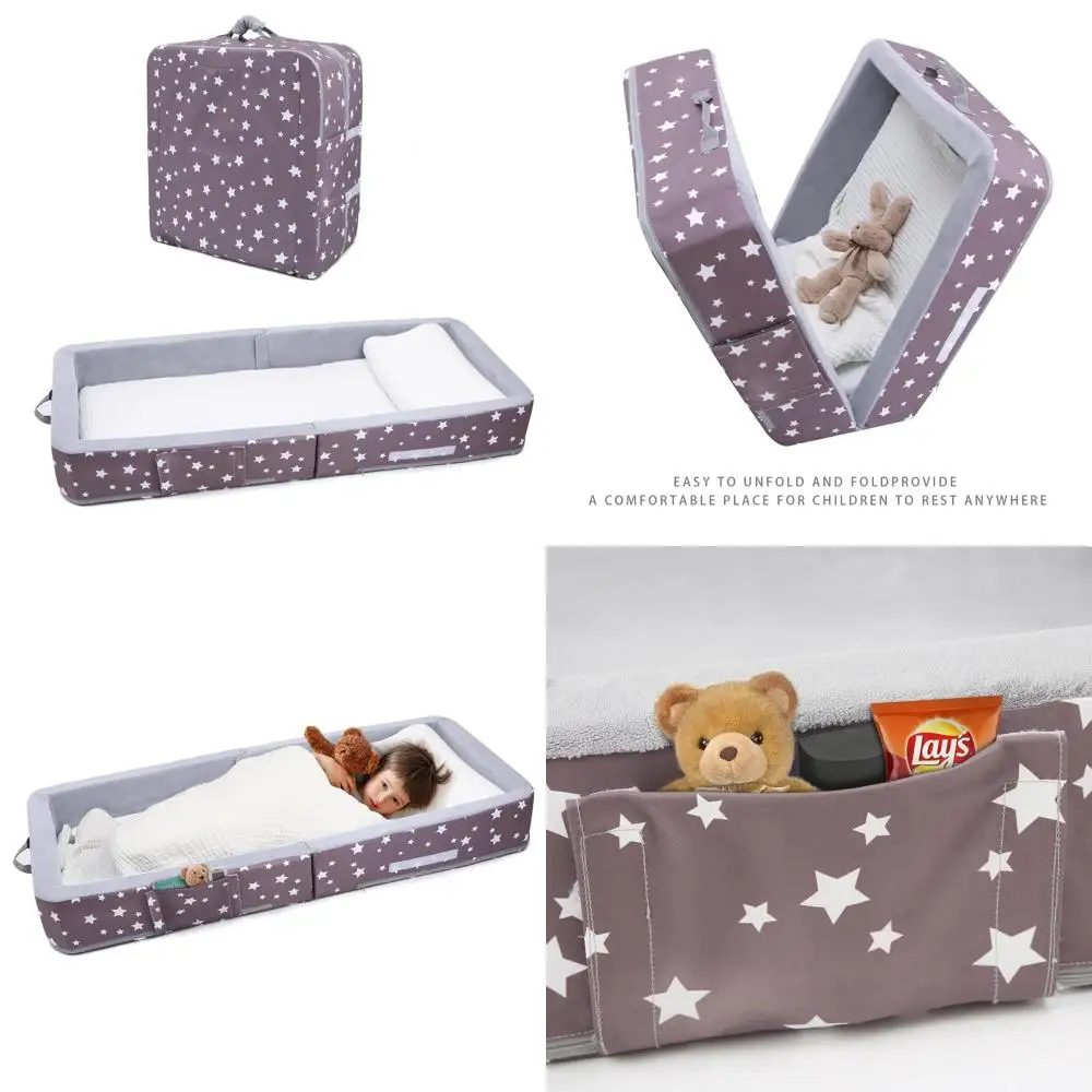 

Портативная складная детская кроватка с боками, удобная для путешествий пенопластовая кровать для детей от 18 месяцев до 5 лет