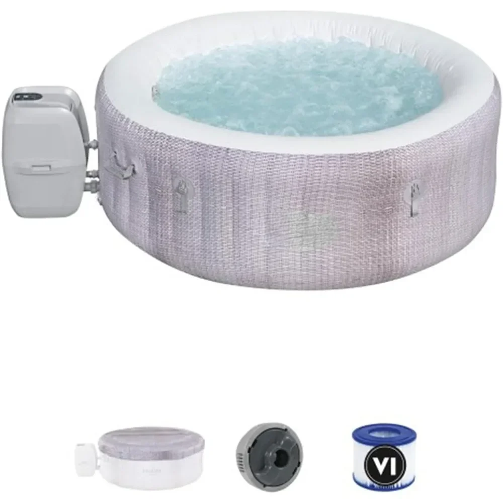 

2 To 4 Person Inflatable Hot Tub, 71 X 26 Inch Round Portable Outdoor Spa With 120 Soothing Jets And Cover，pool