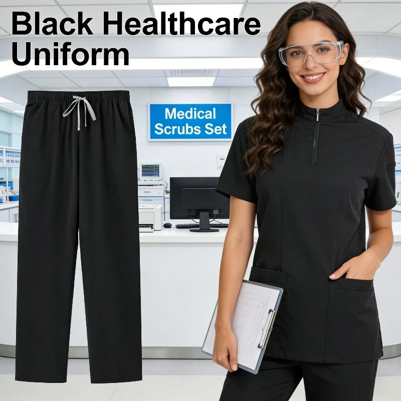 

Summer Scrub Suit for Women Short-sleeved Quick-dry Stretch Workwear for Oral Doctors and Nurses