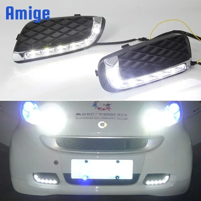 

Car LED DRL 12V Daylights For Mercedes Benz Smart Fortwo 2008 2009 2010 2011 Auto Dimming Daytime Running Lamps Car Foglamp