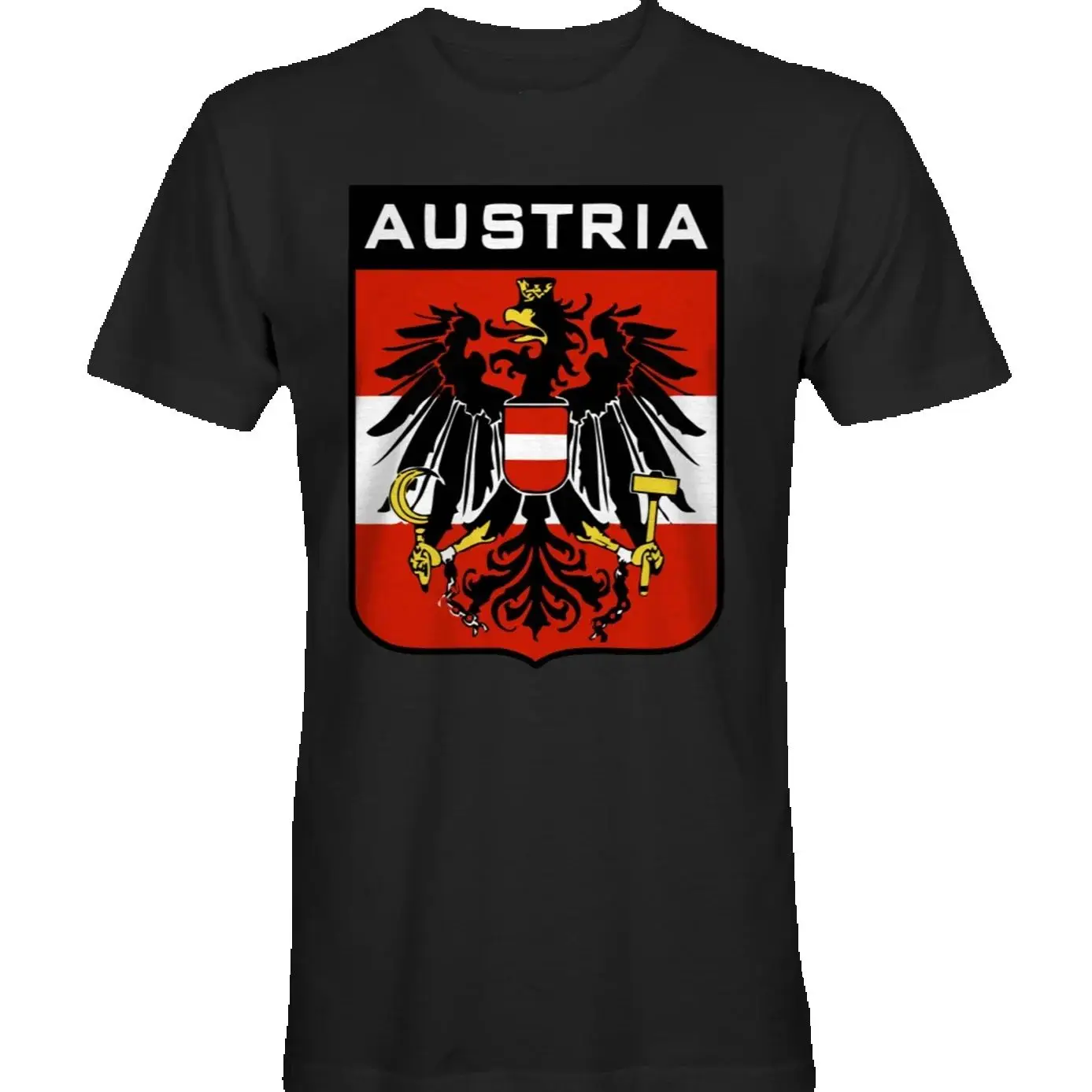 Austrian State Flag T-Shirt Men's 100% Cotton Casual T-shirts Loose Top Size S-3XL