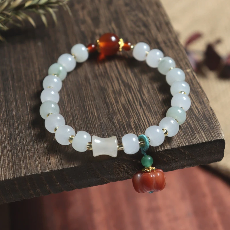 

Natural Tianshan jade bracelet for women and men, Xinjiang gold silk jade, white jade, jadeite, green jade beads,