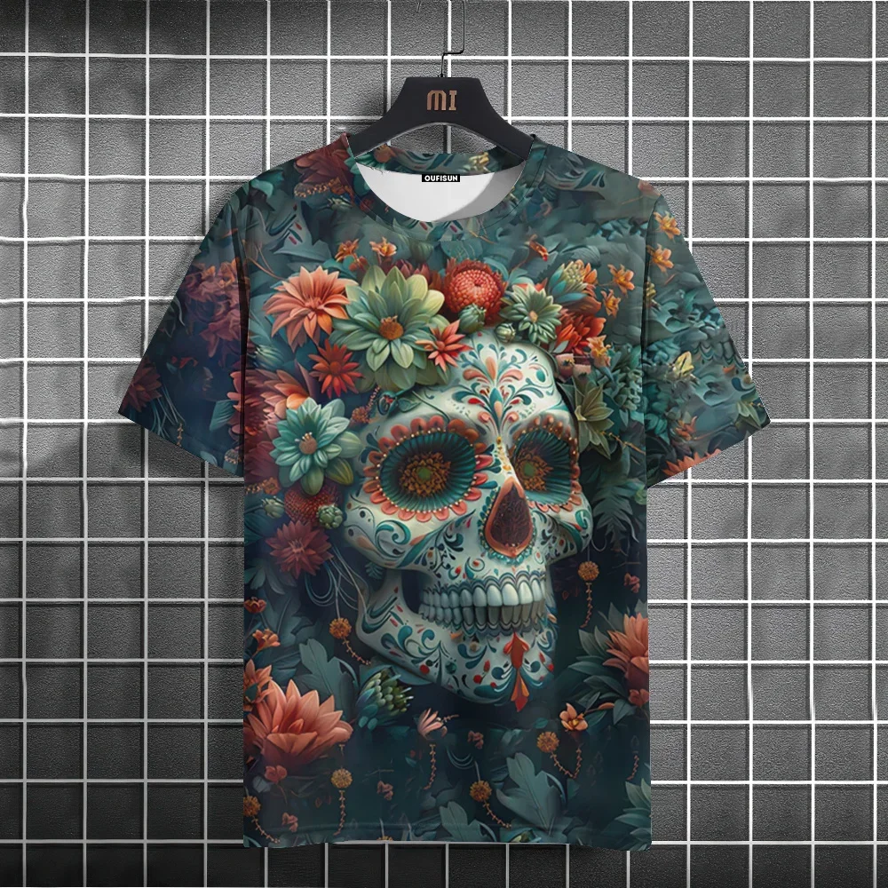 

Mexican Skull Day of The Dead Graphic T Shirt for Men Womens Graffiti Clothing Horror Goth T-shirts Fashion Streetwear Tops Tees