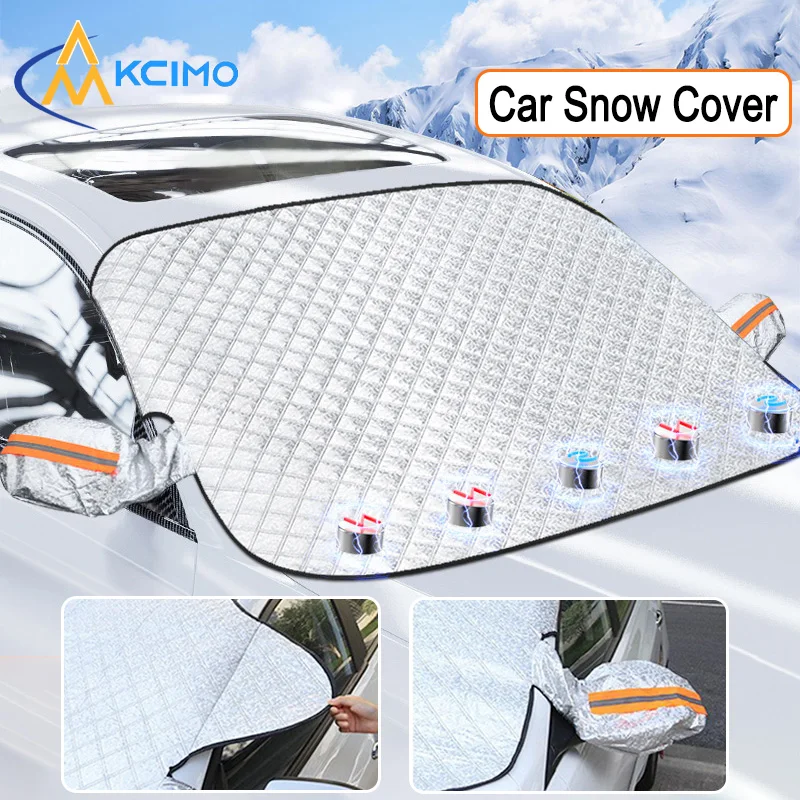 Kcimo 1Pc Sunshade Cover Car Windshield Snow Sun Shade Waterproof Protector Automobile Magnetic Cover Car Front Windscreen Cover