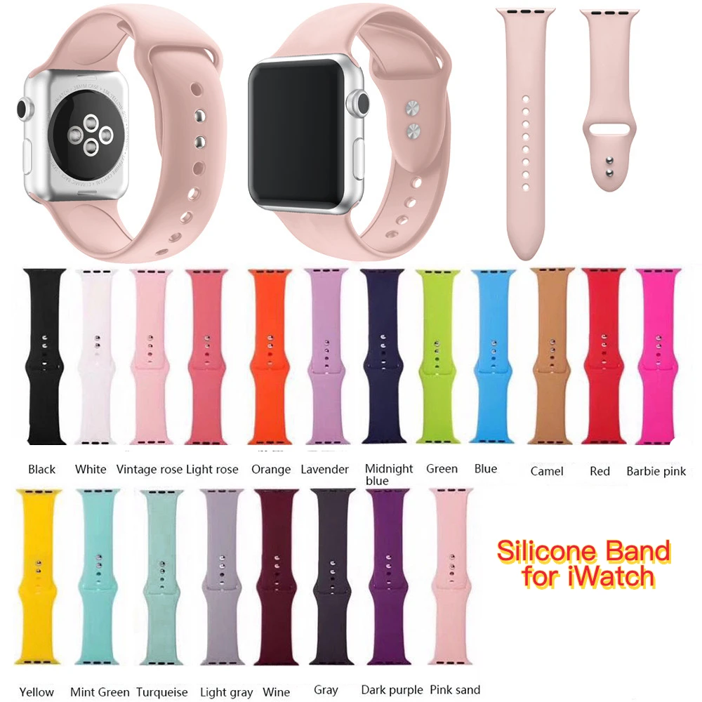 Silicone Strap For Apple Watch Band 44mm 40mm 45mm 41mm 42-38mm sport wrist bracelet iwatch series 8 7 se 3 4 5 6 9 ultra 2 49mm