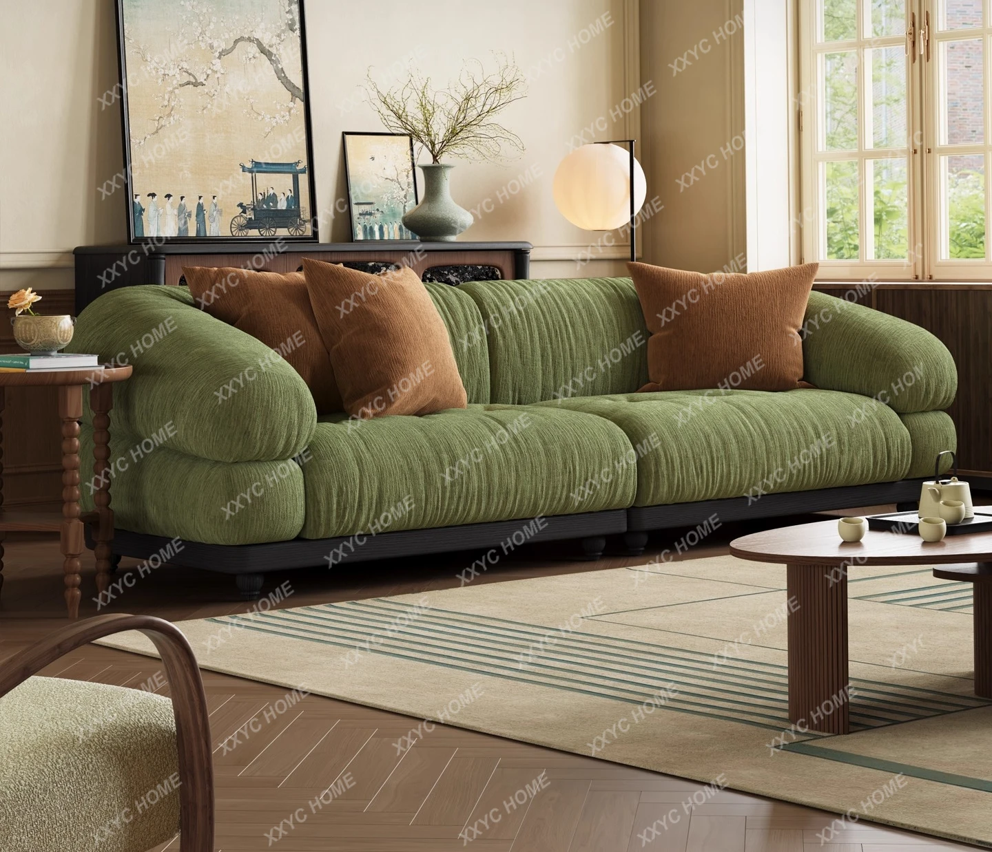 Small apartment straight row one-character fabric sofa household living room