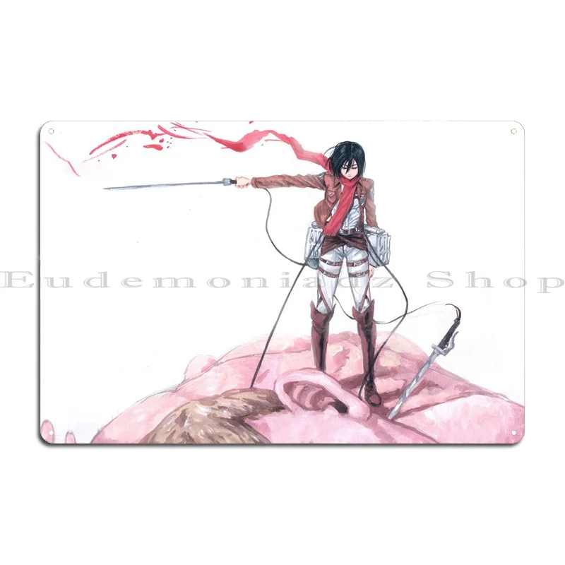 Mikasa Ackerman Metal Sign Poster Party Designs Design Pub Garage Decoration Funny Tin Sign Poster