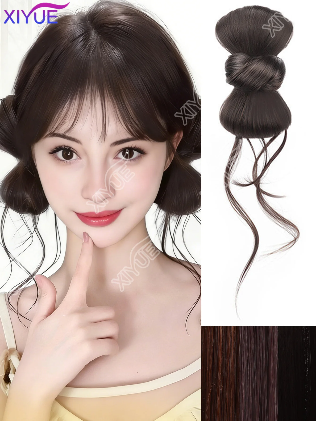 

XIYUE Women's Bowknot Claw Clip Hair Bun, Elegant Natural Ponytail Extension, Dragon Beard Synthetic Chignon Wig