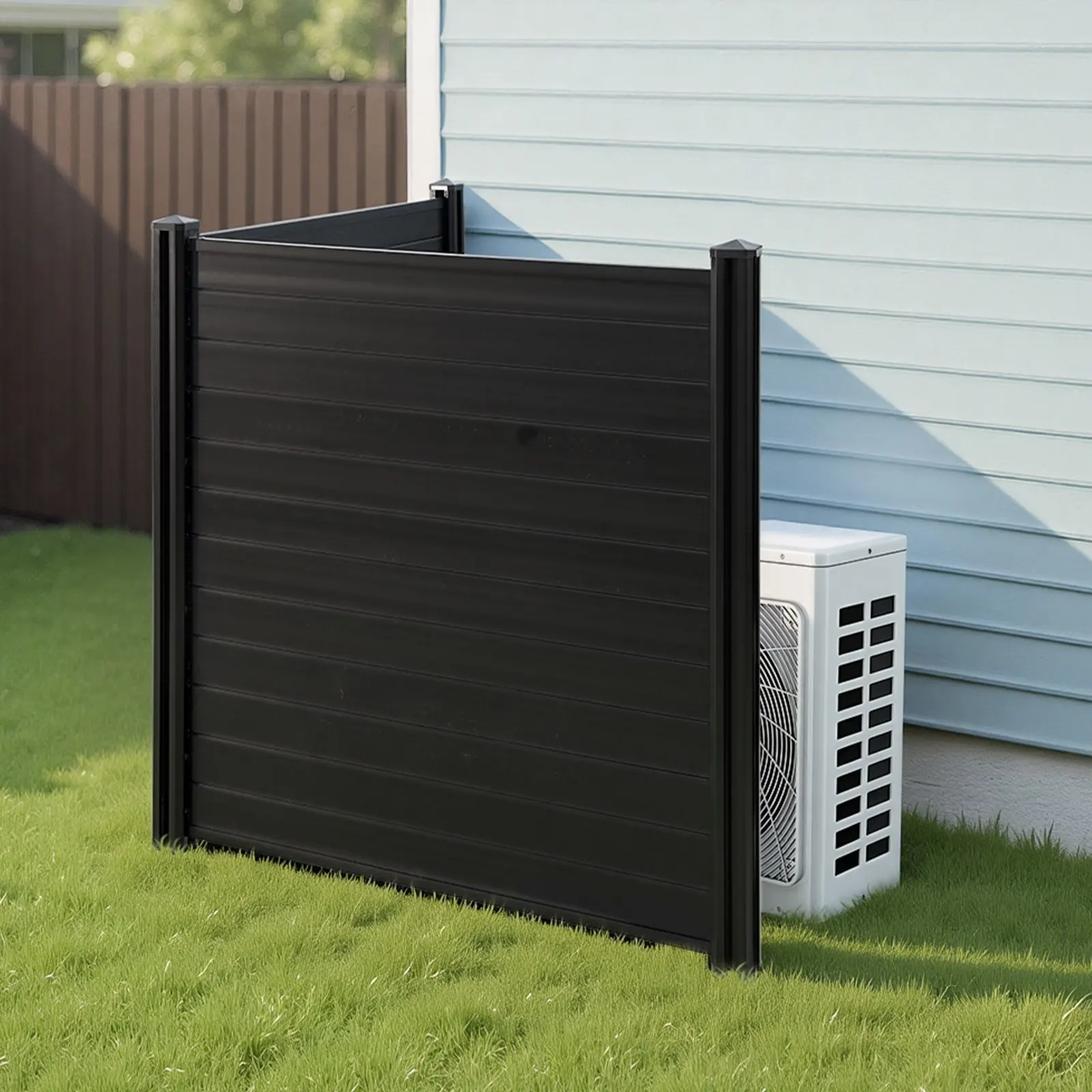 

2 Panels Outdoor Privacy Screen, 48 x 48 in Air Conditioner Fence with 27.6 in Ground Stakes, Pool Equipment Enclosure, Horiz