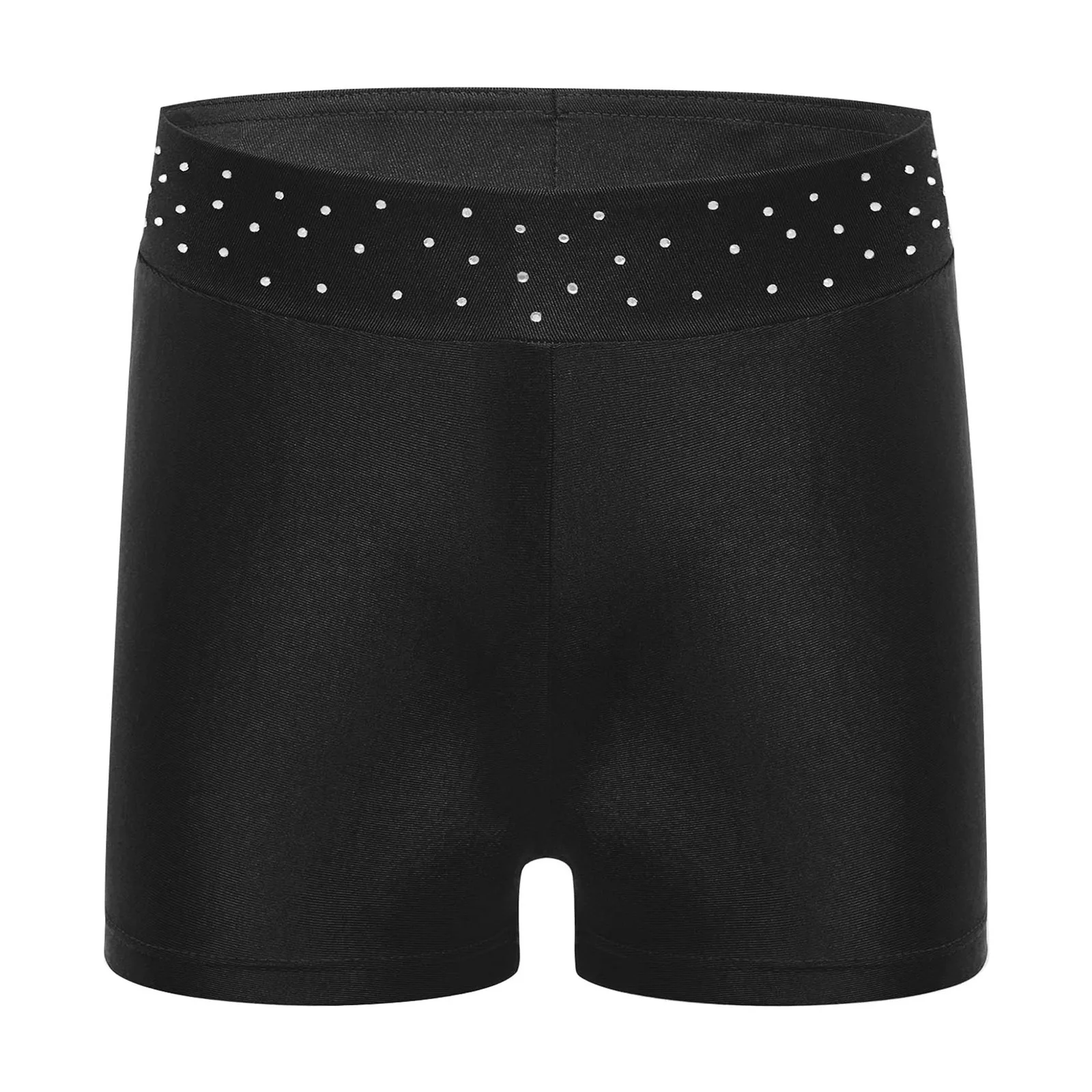 Set da ginnastica per balletto, sport, yoga, allenamento, per bambini, ragazze, senza maniche, incrociato sul retro, con strass e pantaloncini