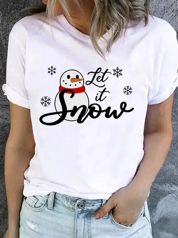 女性用半袖Tシャツ,プリントトップ,ベーシックな服,クリスマス,新年,ファッショナブル