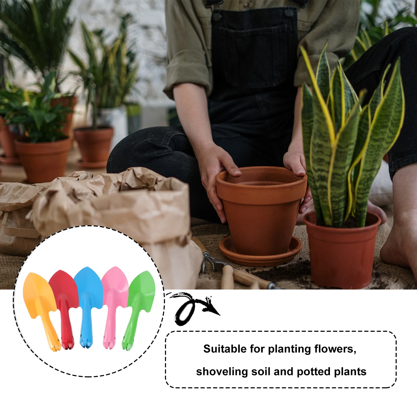 

5pcs Colorful Small Shovel Durable Premium Mini Garden Tool For Transplanting Potted Plants Camping Outdoor Lightweight Kids
