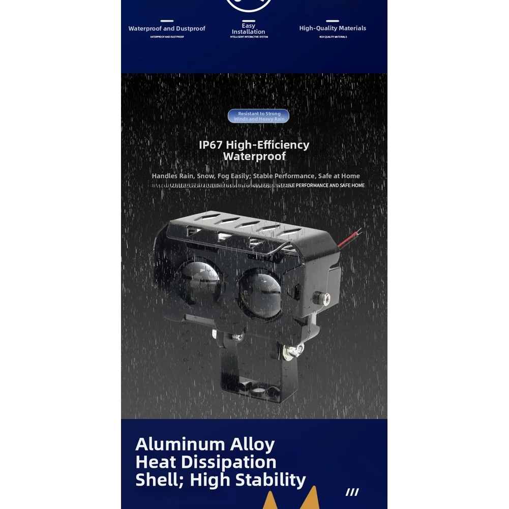 18W LED Headlight Dual Color for Car Motorcycle Offroad Vehicle with Waterproof IP67 and Heat Dissipating Case