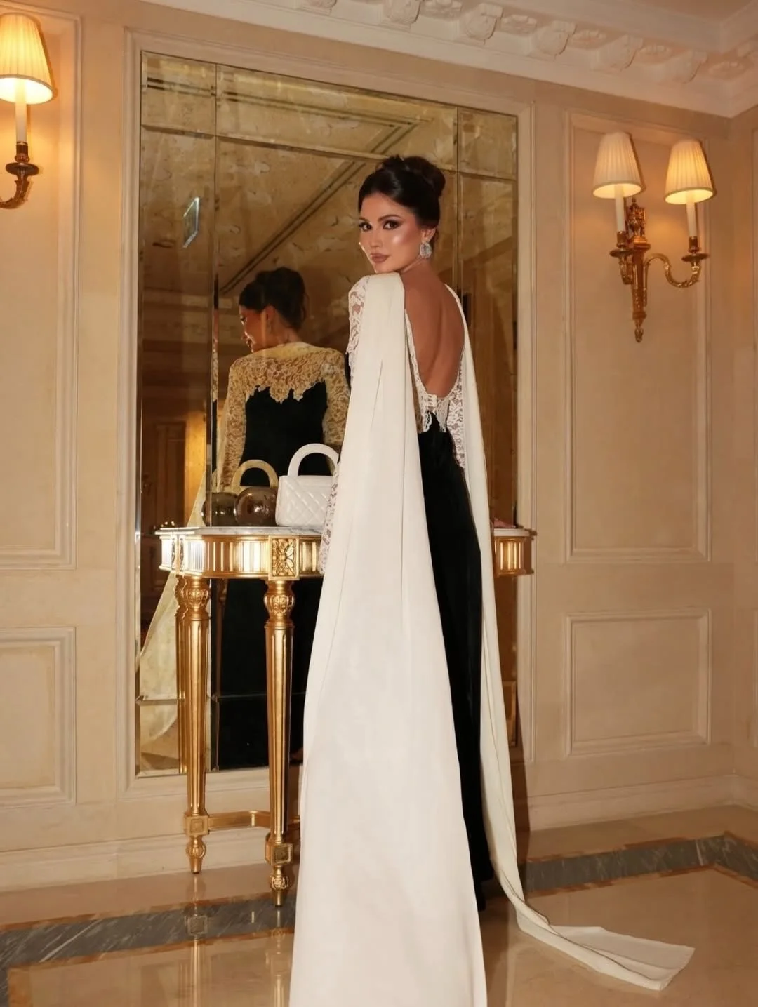 CUYUN Customized Saudi Evening Dresses Women Long Sleeves Lace Elegant Prom Dresses vestidos de novia Floor Length Party Dresses