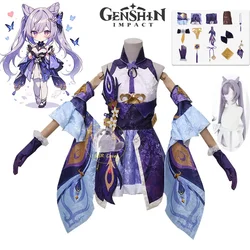 Keqing Cosplay Genshin Impact Cosplay Costume Anime Game Uniform Keqing Wig Dress Clothing Halloween Party Outfits for Women
