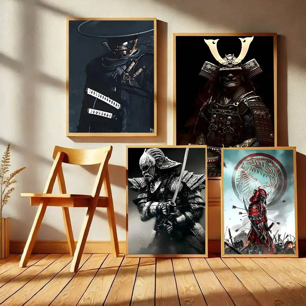 Japan Samurai Warrior Bushido Sword Art Retro Poster Art With Prints Home Bedroom Living Room Decoration Gift