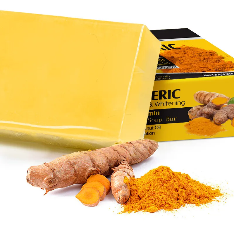 

Turmeric handmade soap contains natural turmeric powder extract, brightens skin tone, gently cleanses, and soothes skin
